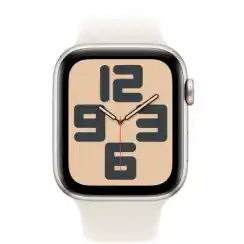 Умные часы Apple Watch SE 2024, 44 мм, корпус из алюминия цвета «сияющая звезда», спортивный ремешок цвета «сияющая звезда» M/L (MXGU3)