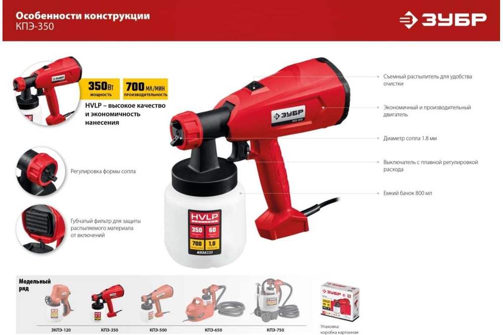 Электрический краскопульт ЗУБР 350 Вт КПЭ-350