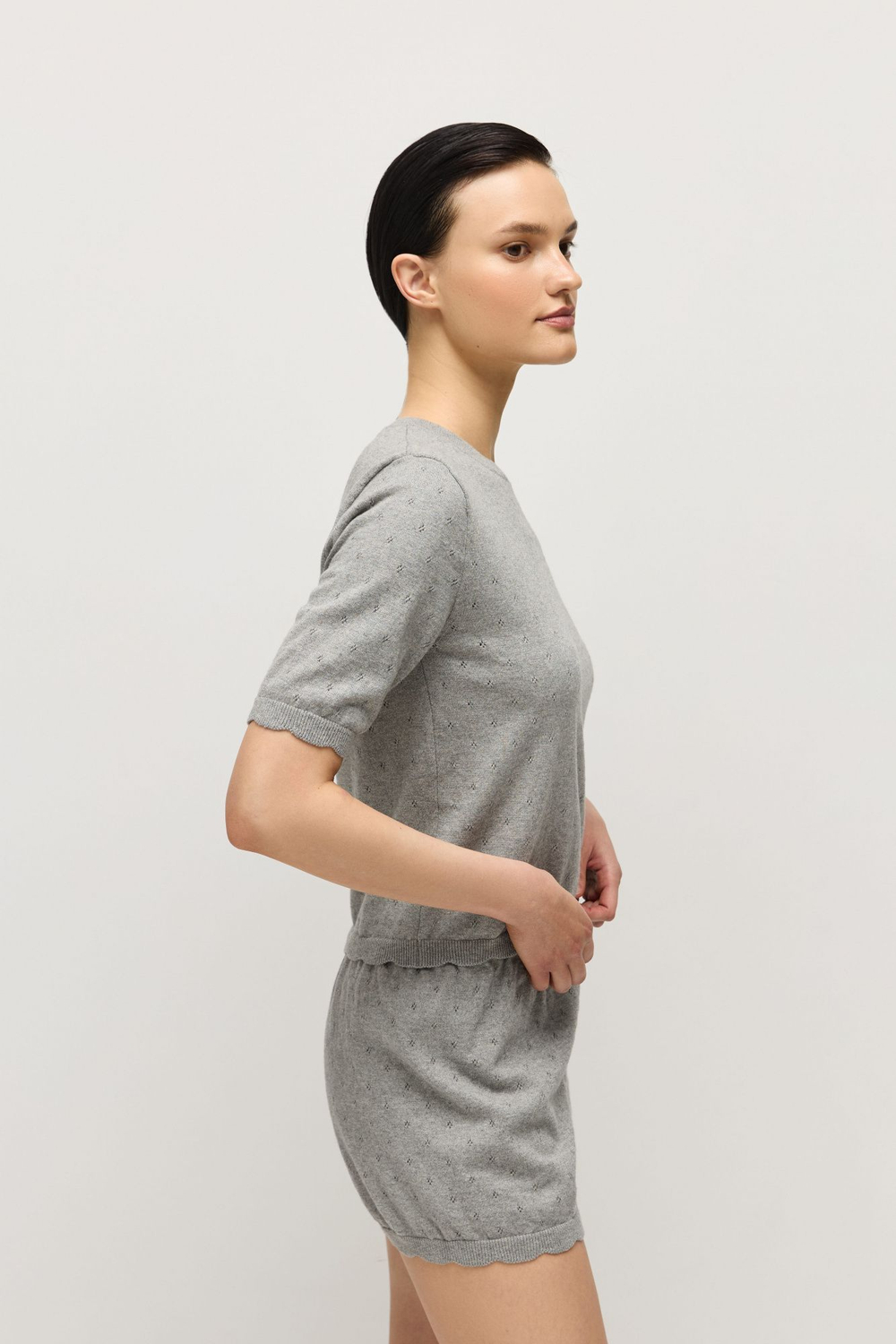 Джемпер пуантель из хлопка с кашемиром