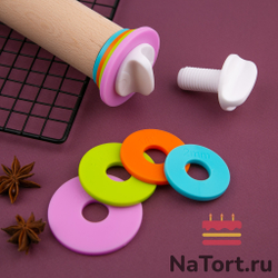 Деревянная скалка с регулировкой толщины теста 35 см