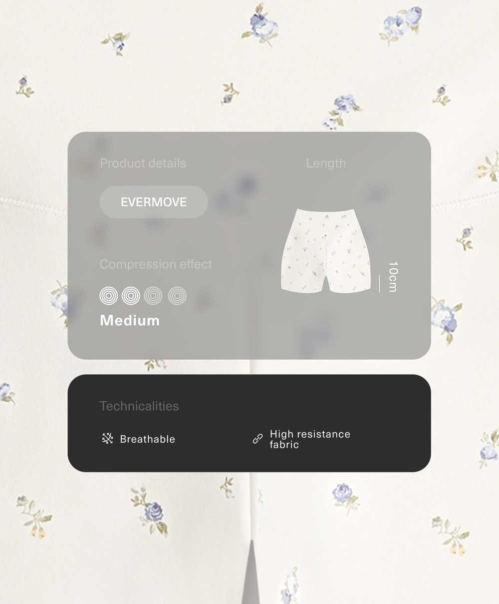 OYSHO Легинсы-велосипедки Evermove с высокой посадкой (10 см) и цветочным принтом, экрю
