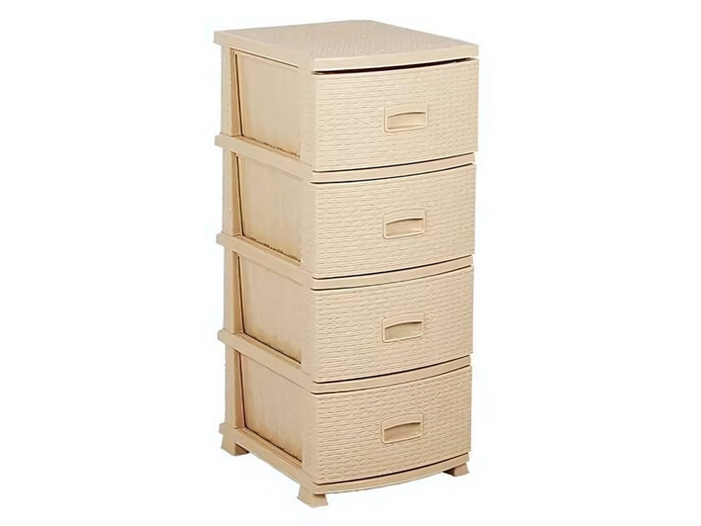 Комод 4-х секционный "Ротанг" бежевый