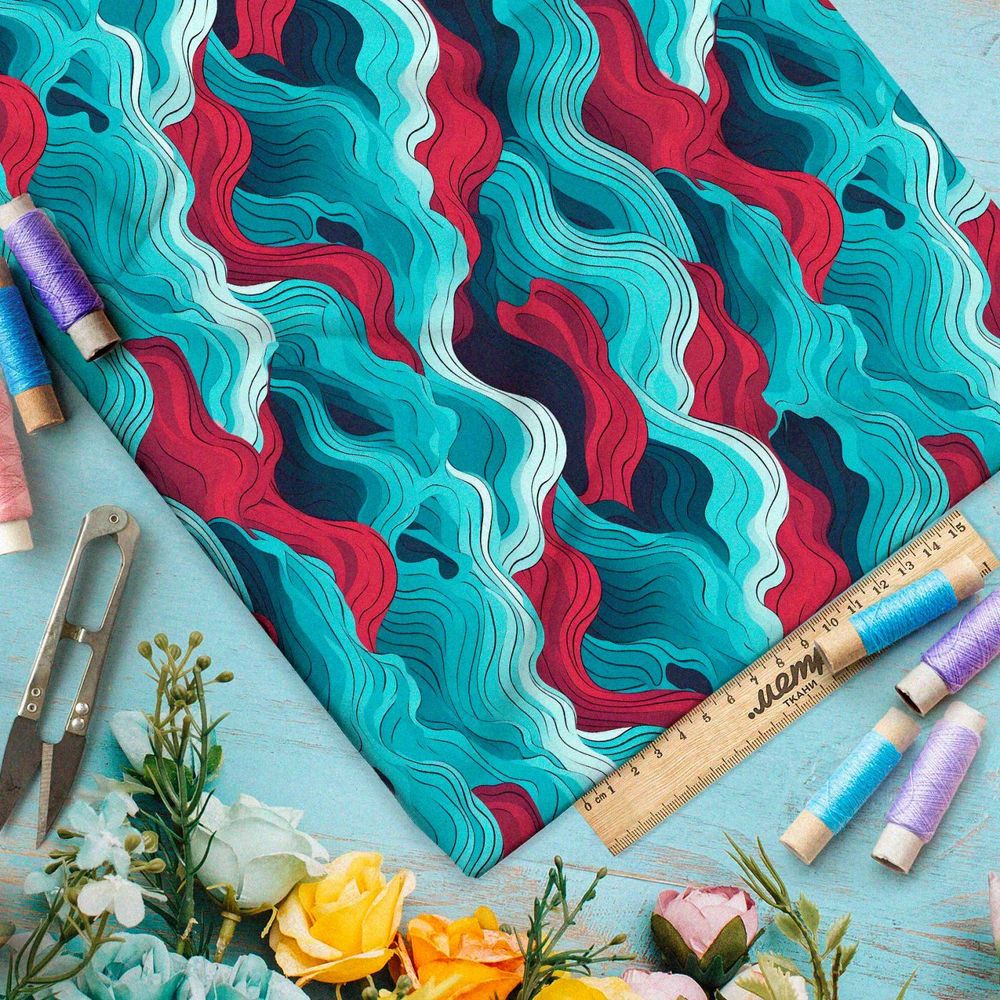 Ткань премиум шифон мелодия волны