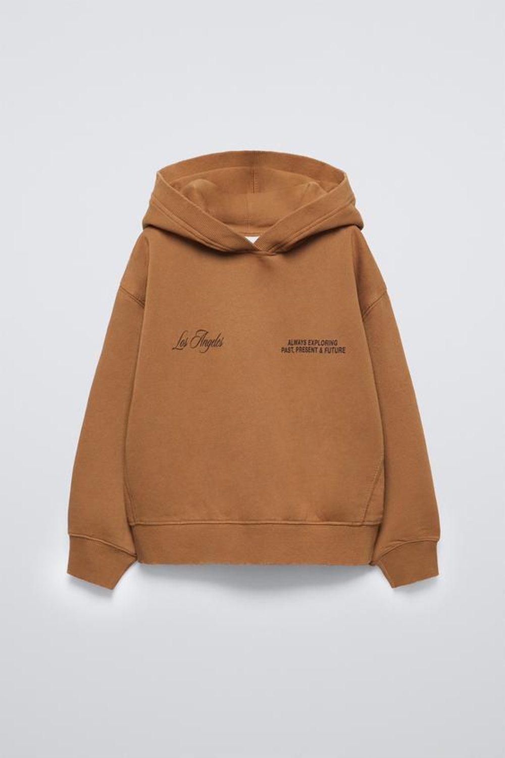 ZARA КОМПЛЕКТ ИЗ ХУДИ И БРЮК WIDE LEG ИЗ МЯГКОЙ ТКАНИ, СВЕТЛО-КОРИЧНЕВЫЙ