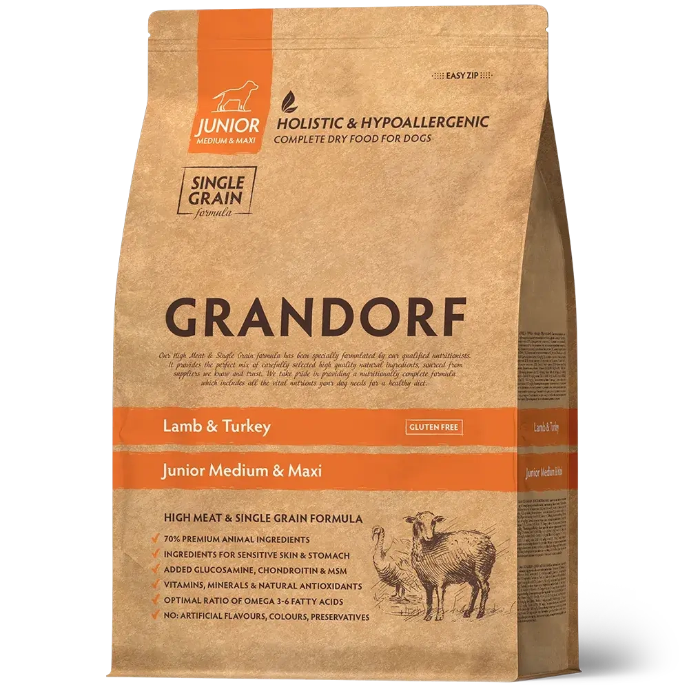 GRANDORF Junior (Lamb & Turkey) для юниоров средних и крупных пород, ягнёнок с индейкой