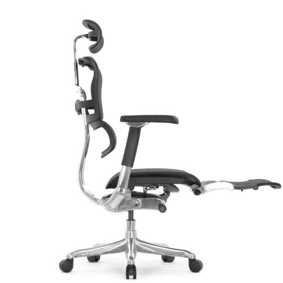 Кресло FALTO Ergohuman Luxury 2 с подножкой ( чёрный каркас /сетка чёрный T-168-B1 Black )