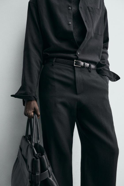 ZARA ПРЯМЫЕ БРЮКИ ИЗ 100% ШЕРСТИ, ЧЕРНЫЙ