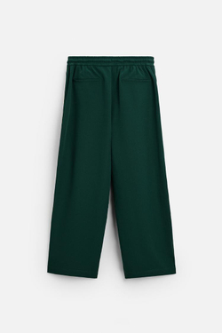 ZARA БРЮКИ ИЗ ВЫСОКОТЕХНОЛОГИЧНОЙ ТКАНИ С ЛАМПАСАМИ, БУТЫЛОЧНО-ЗЕЛЕНЫЙ