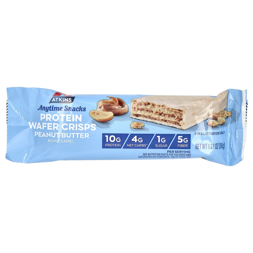 Atkins, Anytime Snacks, протеиновые вафли, с арахисовой пастой, 5 шт. по 36 г (1,27 унции)
