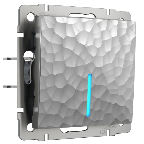 Выключатель одноклавишный проходной с подсветкой Hammer (серебряный) W1212106