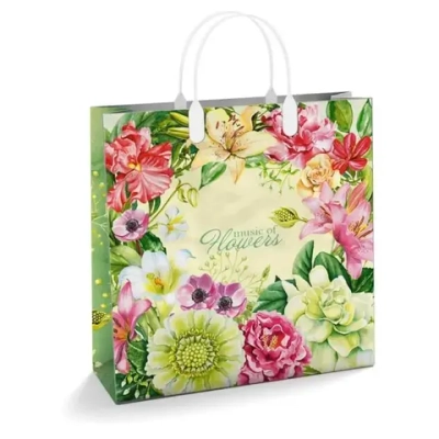 Пакет подарочный 30+10см Из мягкого пластика(Музыка цветов) Интерпак (х1)