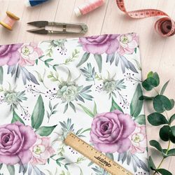 Ткань кулирная гладь цветочный купаж