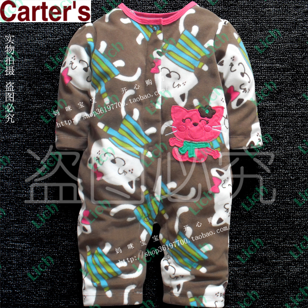 Комбинезон детский с аппликацией и принтами кошки