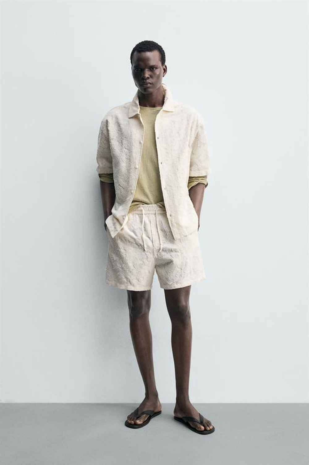 ZARA ЖАККАРДОВЫЕ ШОРТЫ, ЭКРЮ