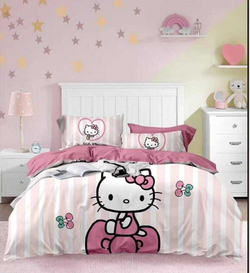 Комплект Полуторка  Котик в полоску роз