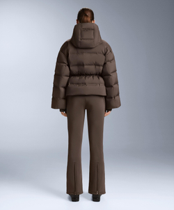 Oysho Легкий водонепроницаемый короткий пуховик Minardi Piume Kayak, темно-коричневый