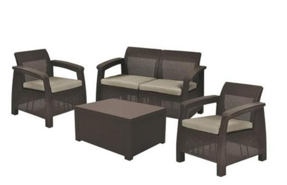 Комплект мебели Корфу со столиком-сундуком (Corfu box set) коричневый