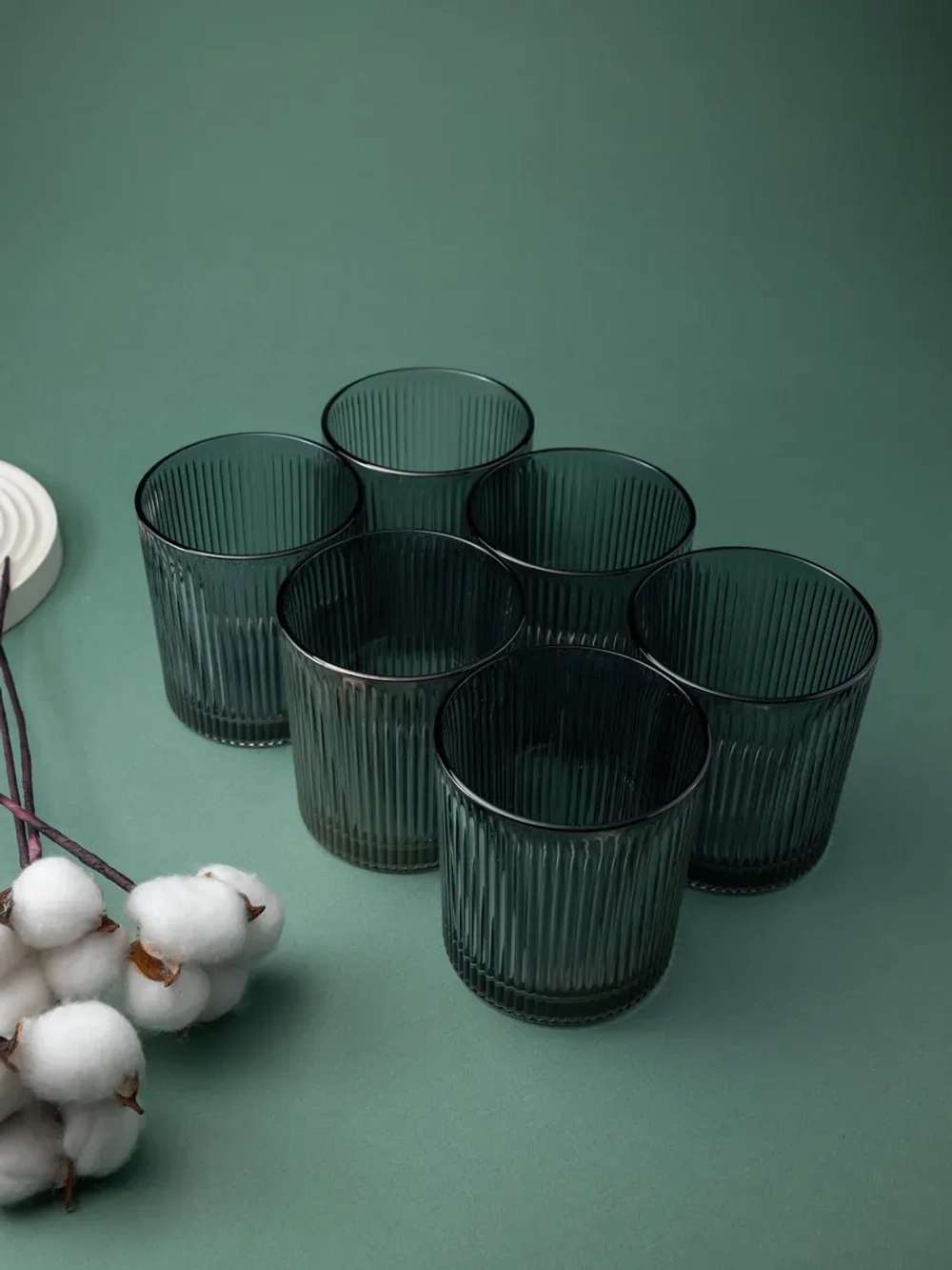 Набор ребристых бокалов для виски, 350 мл. 6 шт. черные