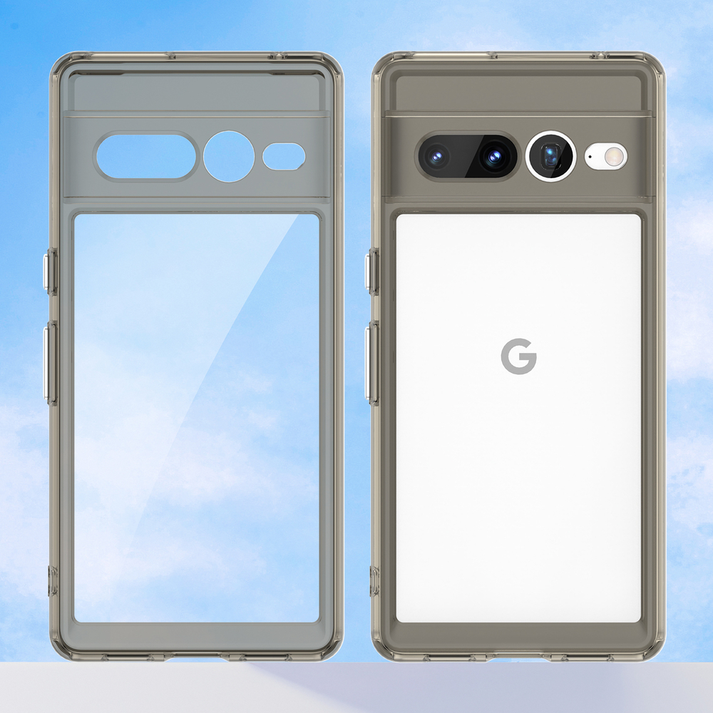 Чехол защитный c серыми рамками для смартфона Google Pixel 7 Pro, мягкий отклик кнопок