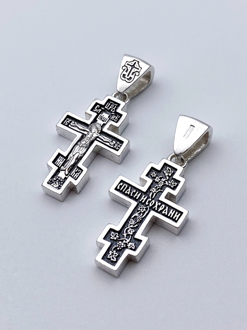 Крест из серебра/Чернение/С подвижным ухом