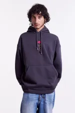 Худи Гербарий Роза Warm со шнурком в поясе темно-серый