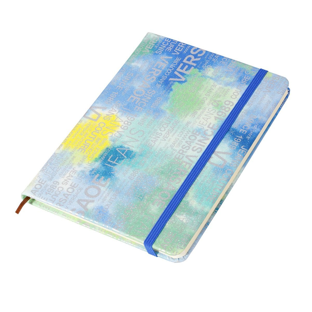 Записная книжка, А7, Alingar, 7БЦ, ПВХ (печать на мокром шелке), на резинке, клетка, 96 л., "Трендовые надписи", синий