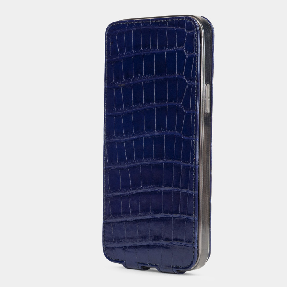 Чехол кожаный для iPhone 13 Pro Max синего цвета