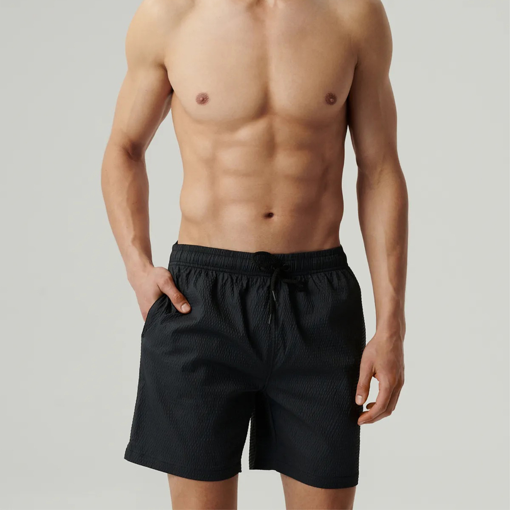 Мужские пляжные шорты черные ATLANTIC 4Way Stretch Texture KMB-226