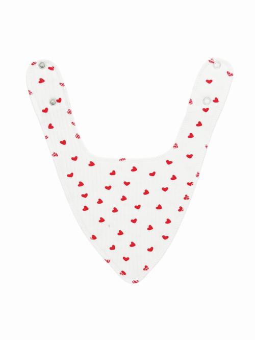 Двусторонний нагрудник (лапша) Сердечки (0-12 мес)