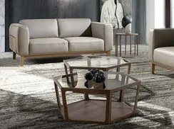 Двухместный диван Angel Cerda 5353-2P, серо-бежевая кожа