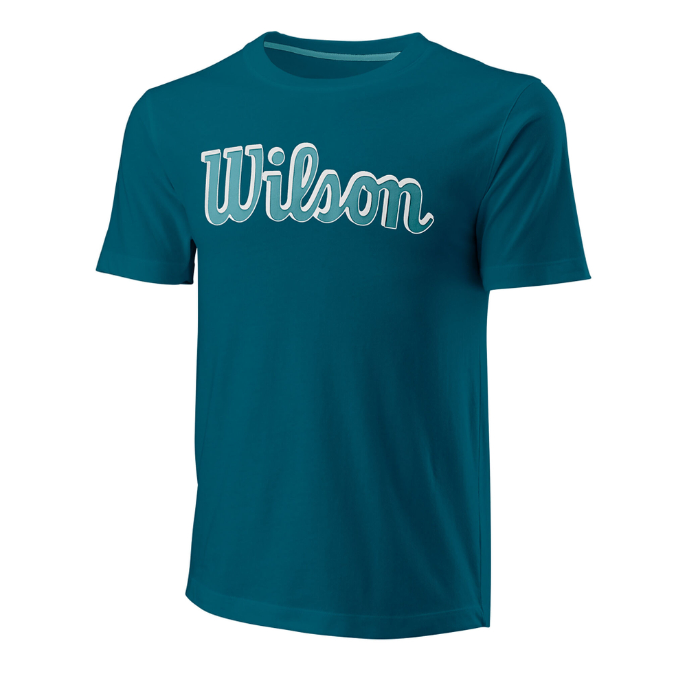 Мужское теннисное поло Wilson Script Eco Slimfit T-Shirt Men - Petrol