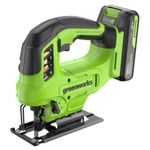 Лобзик акк. Greenworks GD24JS90, 24V, б/щет, 90 мм,0-3000/мин,4 ст.маятник,LED,1х2Ач,ЗУ,кор (3601707CUA)