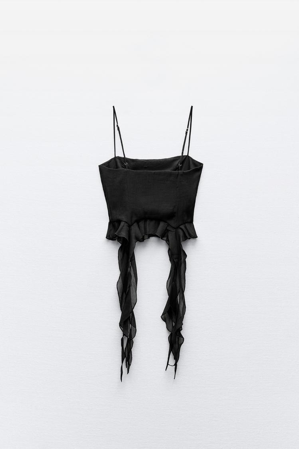 ZARA ТОП ИЗ ХЛОПКОВОГО МУСЛИНА С РЕЛЬЕФНЫМ ЦВЕТКОМ, ЧЕРНЫЙ