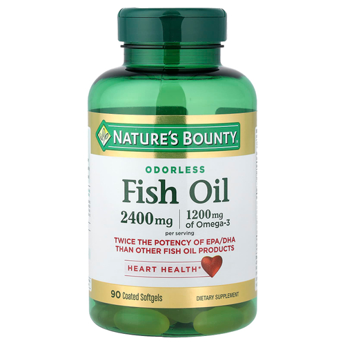 Nature's Bounty, рыбий жир, без запаха, 90 капсул с оболочкой (1200 мг в 1 капсуле)