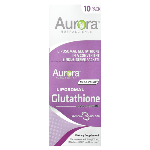 Aurora Nutrascience, Mega-Pack + ®, липосомальный глутатион, 10 пакетиков по 20 мл (0,68 жидк. Унции)