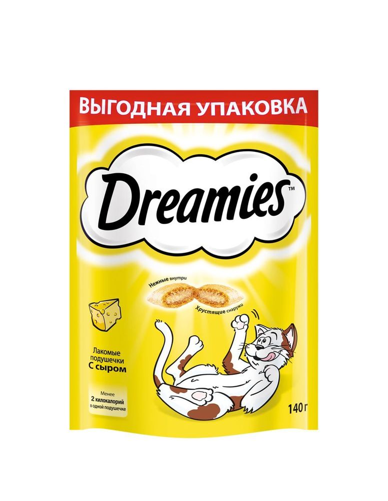 Лакомство Dreamies для кошек лакомые подушечки с сыром 140 г