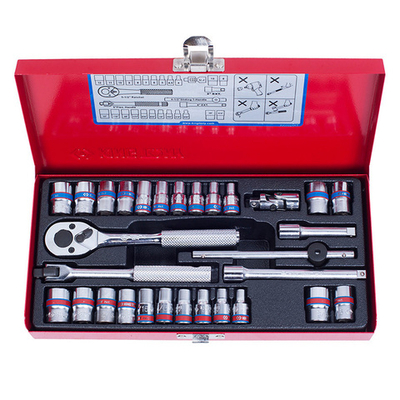 KING TONY (2030CR) Набор торцевых головок с принадлежностями 1/4", 12-гранные, 4-12 мм и 5/32"-1/2", 30 предметов