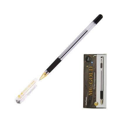 Ручка шариковая "MC Gold" черная, 0,5 с резиновой насадкой Ю.Корея