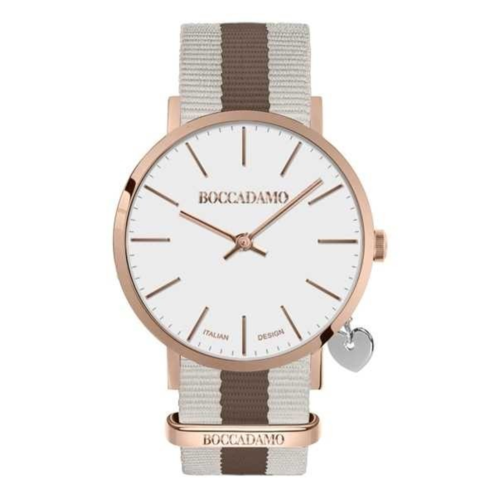 Часы Boccadamo Mya Rosegold White MY010 BW с ремешком из нейлона, минеральным стеклом