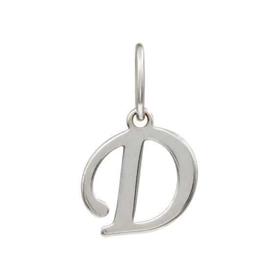 Подвеска в виде буквы Д - кулон из серебра 925 пробы, вид спереди