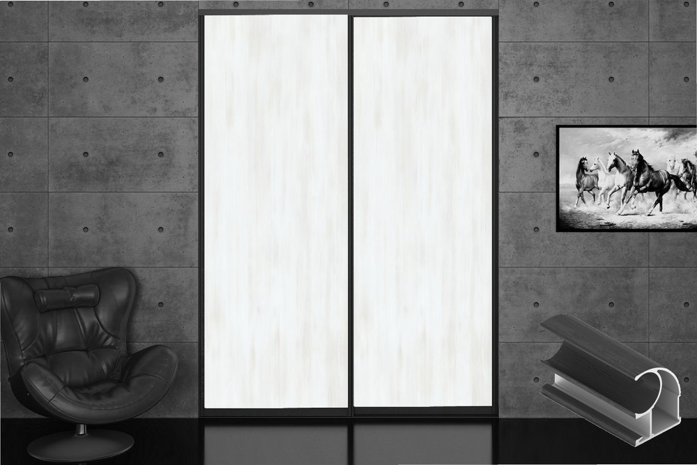 Дверь-купе 2850*600(700,800,900) мм, черный велюр, LAMARTY (19 цветов)