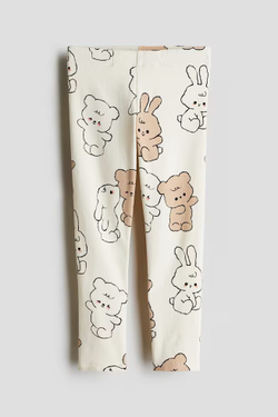 H&M Хлопковые легинсы, кремовый