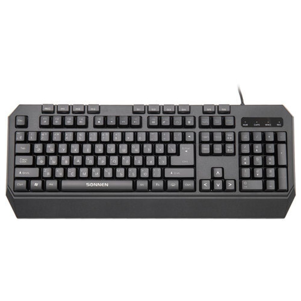 Клавиатура проводная SONNEN KB-7700, USB, 104 клавиши + 10 программируемых клавиш, RGB, черная, 513512