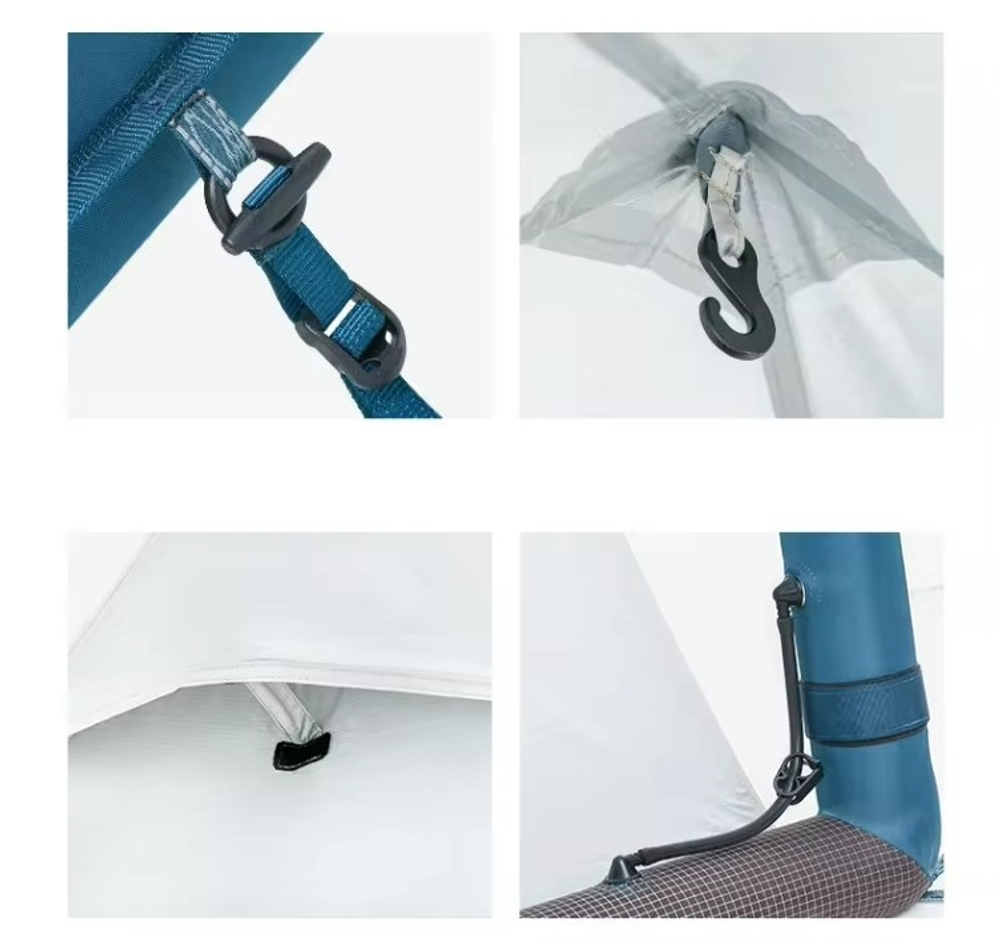 Палатка Naturehike Lingfeng Air 7.3 2-местная, быстросборная, надувной каркас, бело-голубая