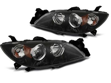 Передние фары для Mazda 3 (03-09) черные под ксенон