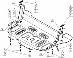 Защита картера двигателя, КПП. 2 мм, Сталь. для Volkswagen Tiguan L Pro 2024-н.в., Motodor.72709