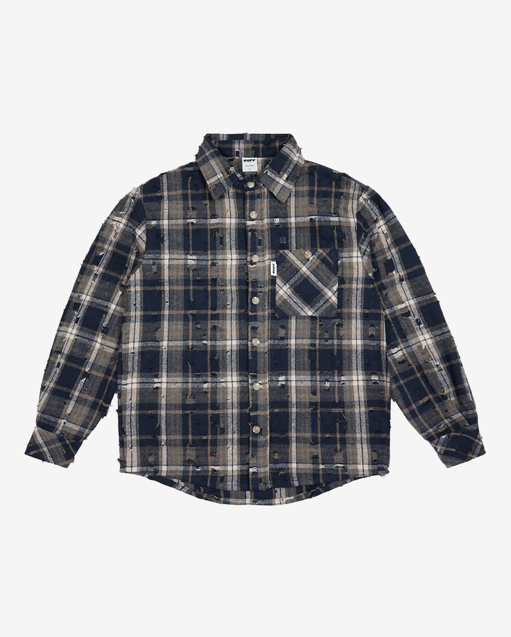 Рубашка  RUFF Global ripped plaid темно-синяя