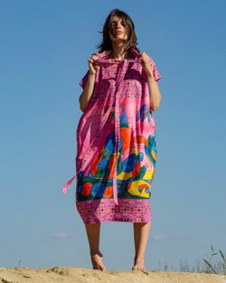 Платье "Миро розовый", по мотивам живописи каталонского художника-сюрреалиста Жоан Миро