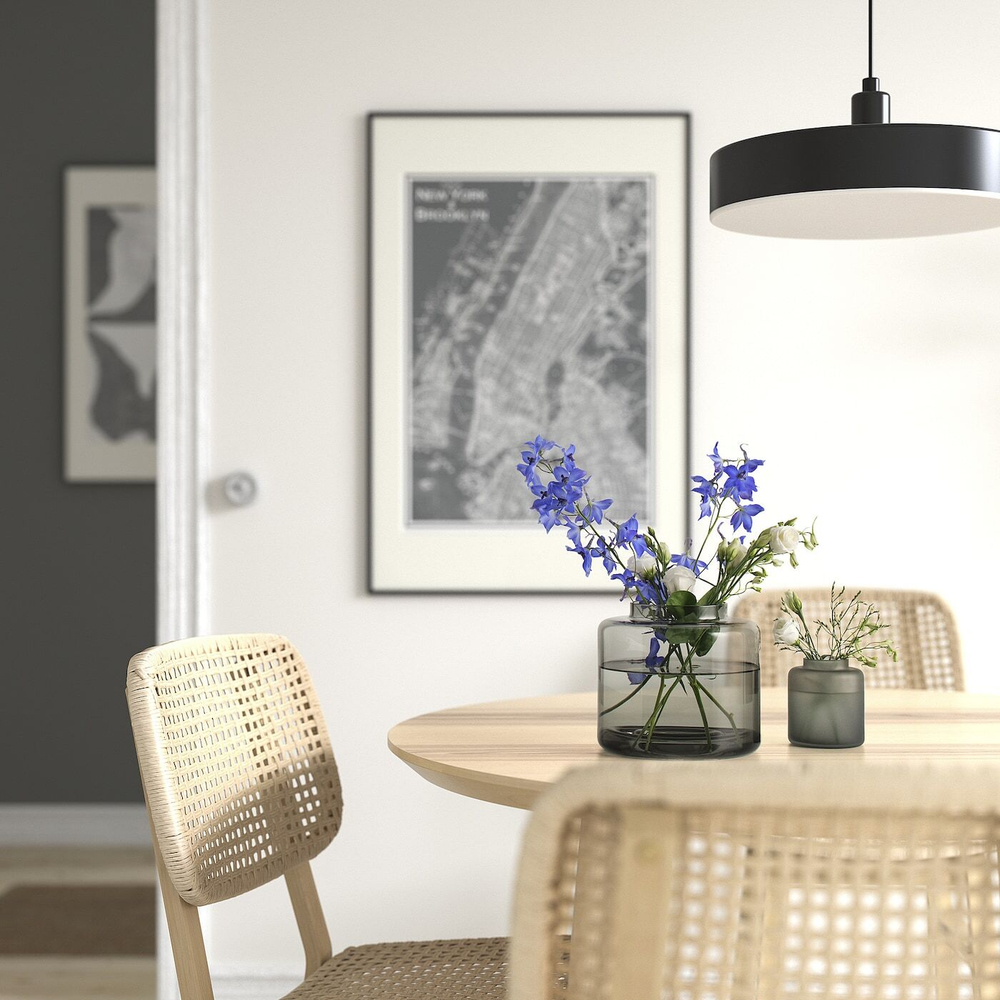 IKEA KONSTFULL  (ИКЕА КОНСТФУЛЛ)  -  Ваза, серая, 16 см