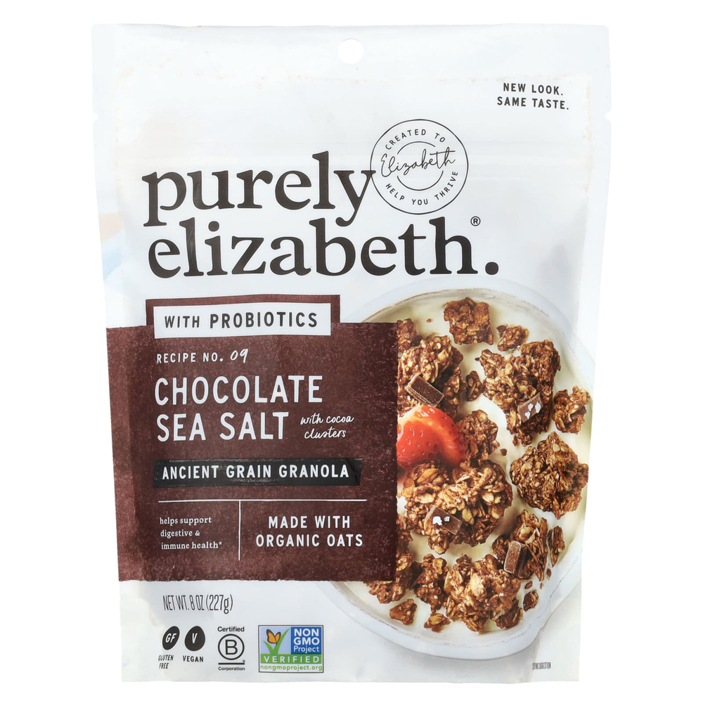 Purely Elizabeth, Гранола из старинного зерна. Шоколадная морская соль с пробиотиками, 227 г (8 унций)